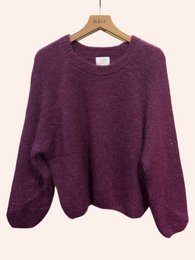 Pull col rond manches raglan en 76% mohair et laine