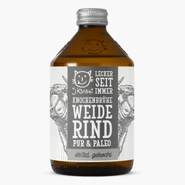 Organic pasture beef bone broth, 525ml. Paleo-friendly, made from high-quality ingredients. Ideal for soups, stews, and sipping.