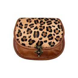 MEERA LEOPARD FINISH LEATHER CROSSBODY BAG