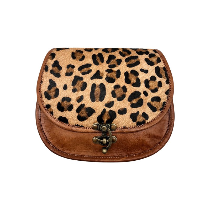 MEERA LEOPARD FINISH LEATHER CROSSBODY BAG