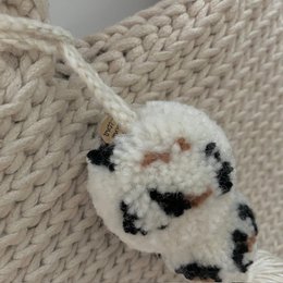 Luna -Leena Pom Pom Bag Charm Leopard - Wool & Cotton - Handmade in Nepal