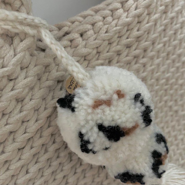 Luna -Leena Pom Pom Bag Charm Leopard - Wool & Cotton - Handmade in Nepal
