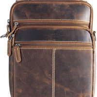 Cognac -colored buffalo -pheran shoulder bag
