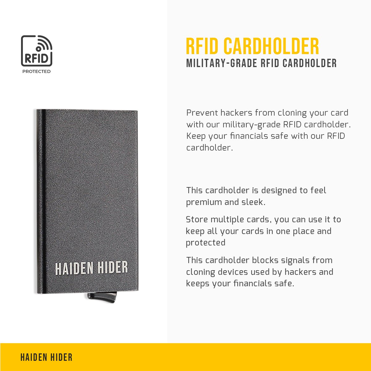 RFID & NFC Card Holder - Aluminum - Extendable - Men Credit Card Holder - Security - Card Holder - Black - Men Gift - Card Holder