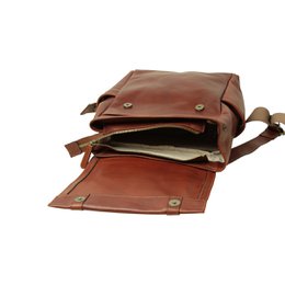 Laptop-Rucksack aus Leder mit Trolley-Gurt – Kastanie