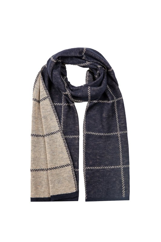 Mężczyźni Roman Check Scarf Navy-Ecru