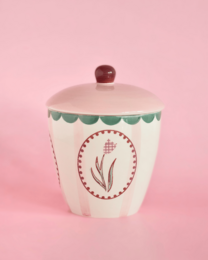Handpainted Ceramic Coffee Mug With Lid - Floral Design, 385ml