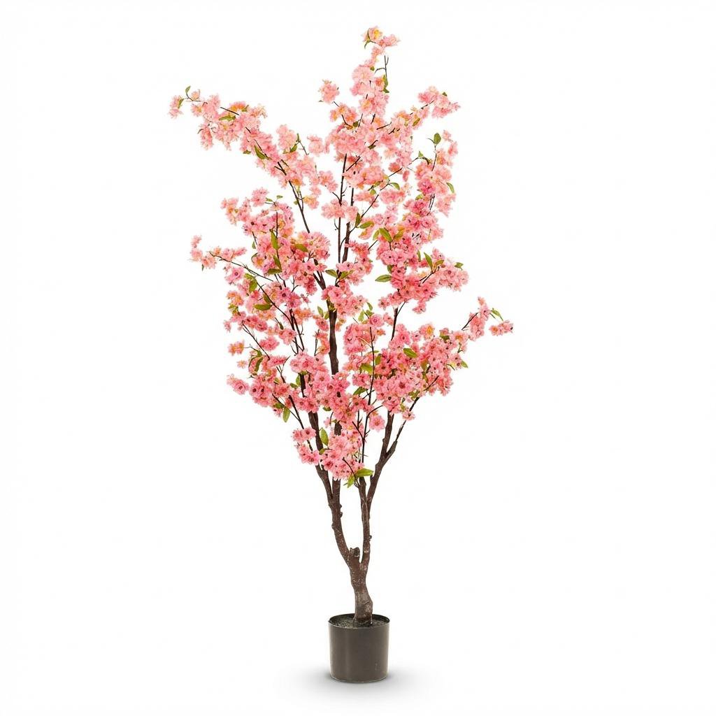 Plante artificielle - Prunus - Fleur de cerisier - Rose - 175cm