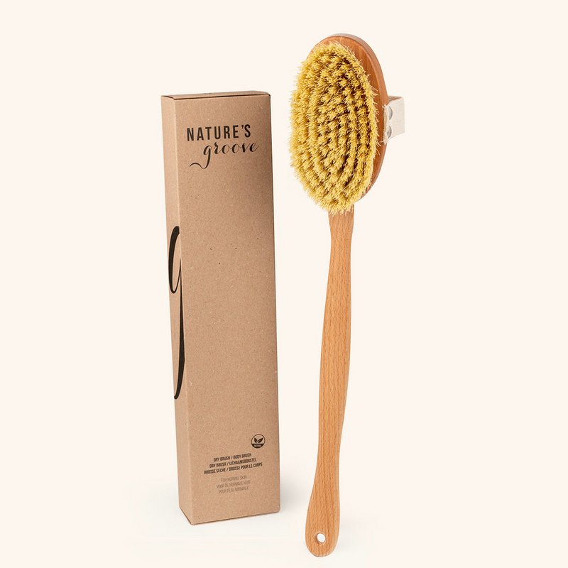 Cepillo corporal natural de madera con mango largo y extraíble - vegano
