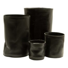 Vase Leder XXXL schwarz