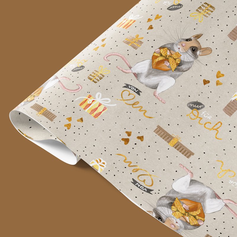 Papier d'emballage - souris, 50x70cm, feuille