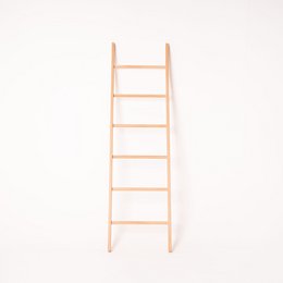 Solid beech wood ladder for hanging towels or clothes. Minimalist design with 6 rungs.