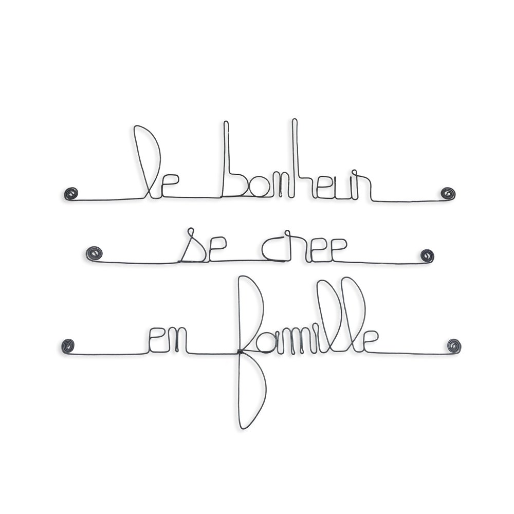 Wire Wall Decoration Quote "Happiness is created in family"