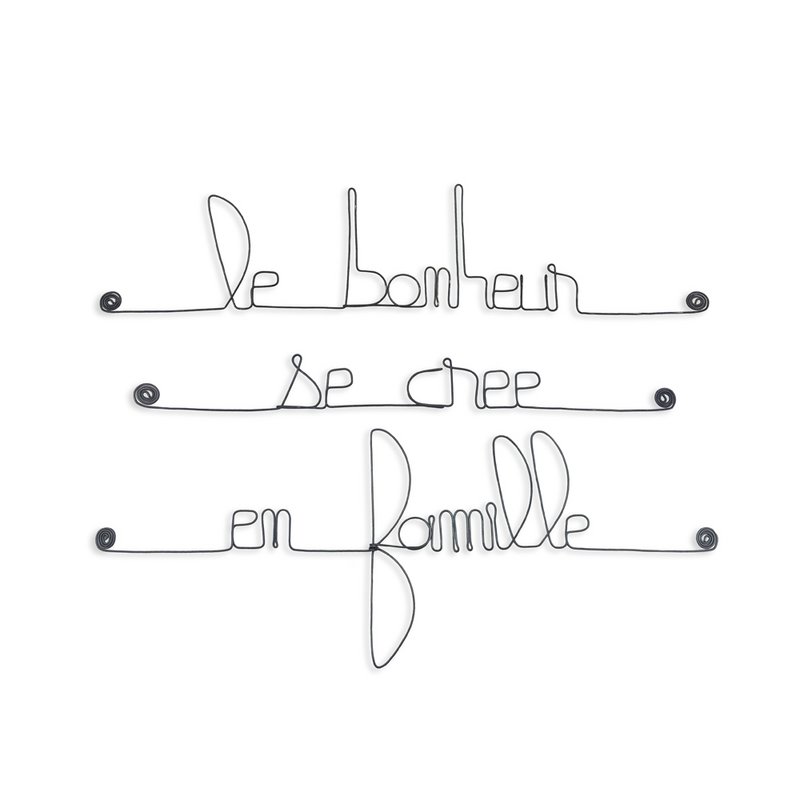 Wire Wall Decoration Quote "Happiness is created in family"