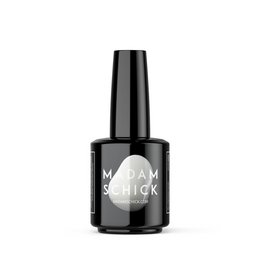 A 15 ml bottle of Madam Schick hybrid nail polish in color #23A006. The polish has a glossy, gel-like finish and is suitable for use on natural nails.