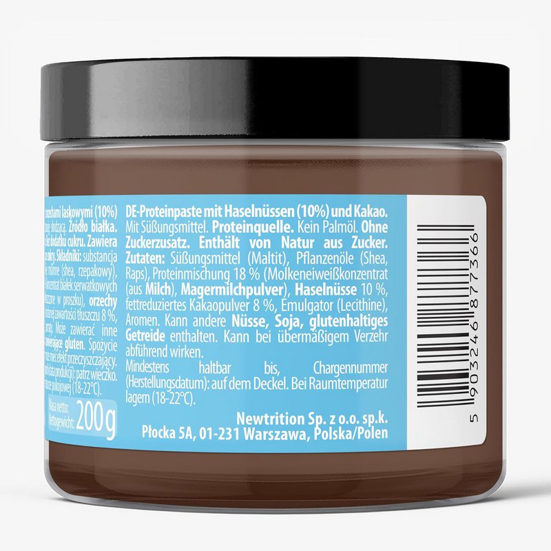 Feel fit Protein-Nuss-Kakao-Haselnuss-Aufstrich, Proteincreme 17 %, ohne Zuckerzusatz, ohne Palmöl, 200 g