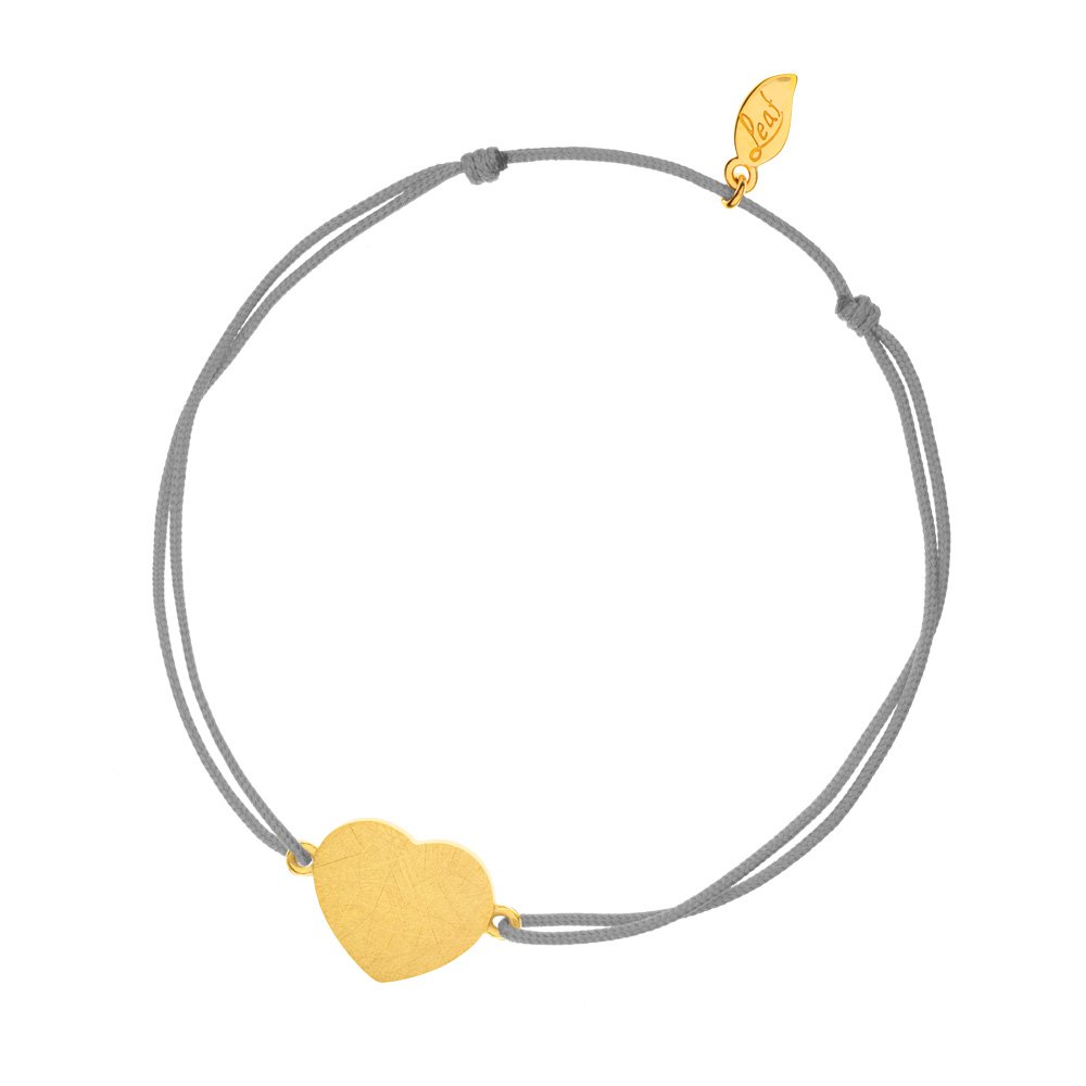 Bracciale portafortuna Heart-Disc, opaco, placcato oro giallo, grigio