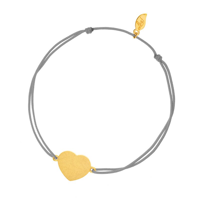 Bracciale portafortuna Heart-Disc, opaco, placcato oro giallo, grigio