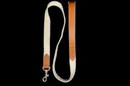 Durable leather dog leash with adjustable length and sturdy metal clasp for secure walking.