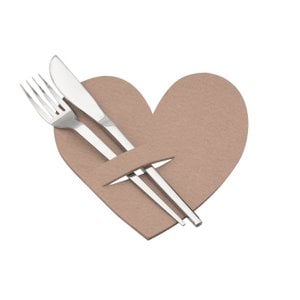 Cutlery bags heart, beige H.18 cm