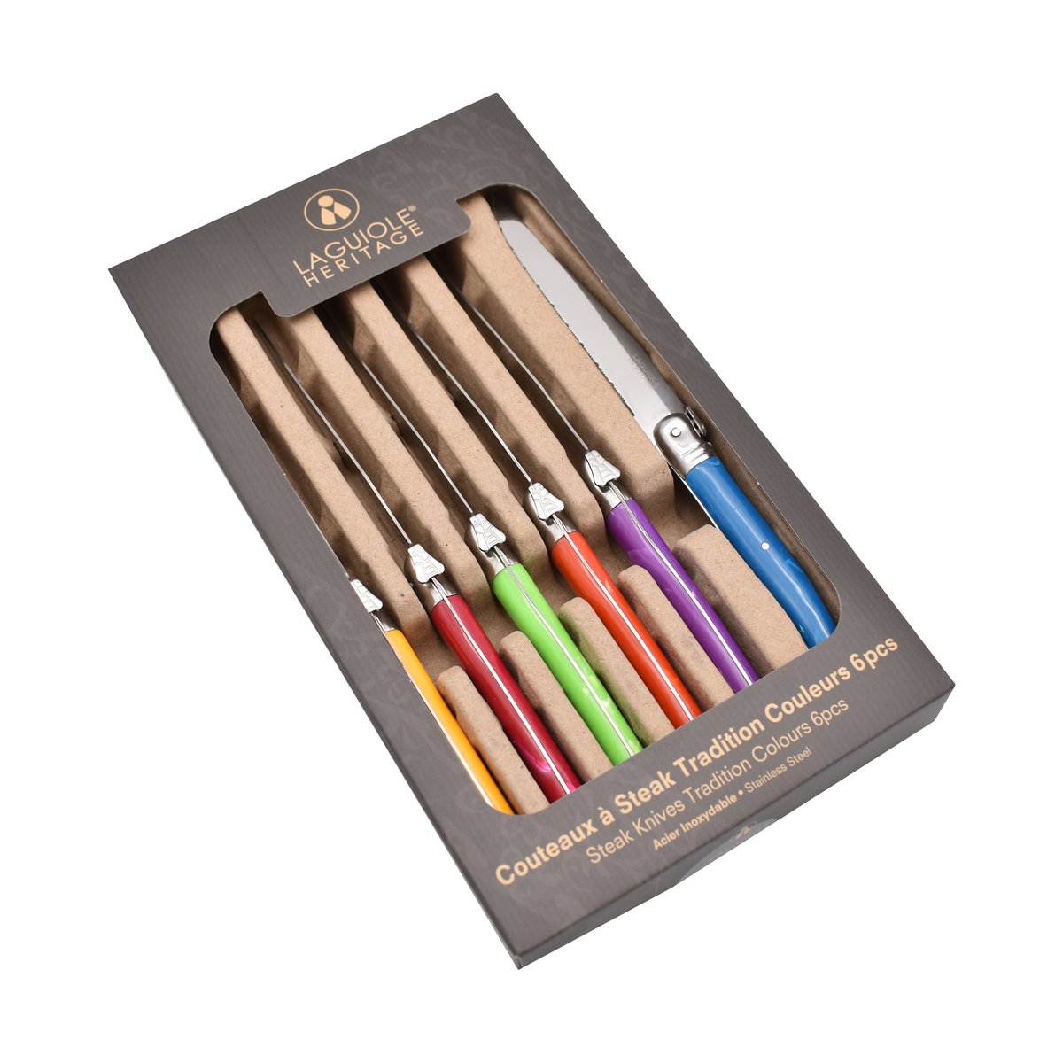 LAGUIOLE HERITAGE Cuchillos para Carne Tradition Colors 6 piezas