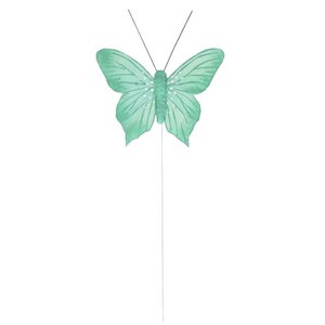 Feather butterfly dots, for sticking, 9 cm, petrol