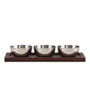 Set apéritif 3 coupelles argent sur plateau en bois 35x11cm