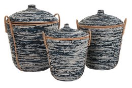 CESTA SET 3 RATAN 56X51X62 NOIR DC196243