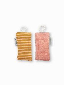 Zero Waste herbruikbare spons - Afwasspons - Geel Roze gestreept