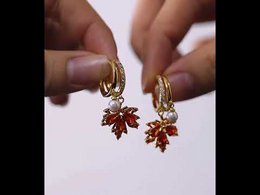 Autumn Maple Pearl Drop Earrings