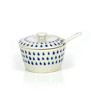 Sugar bowl with ceramic spoon, set of drops