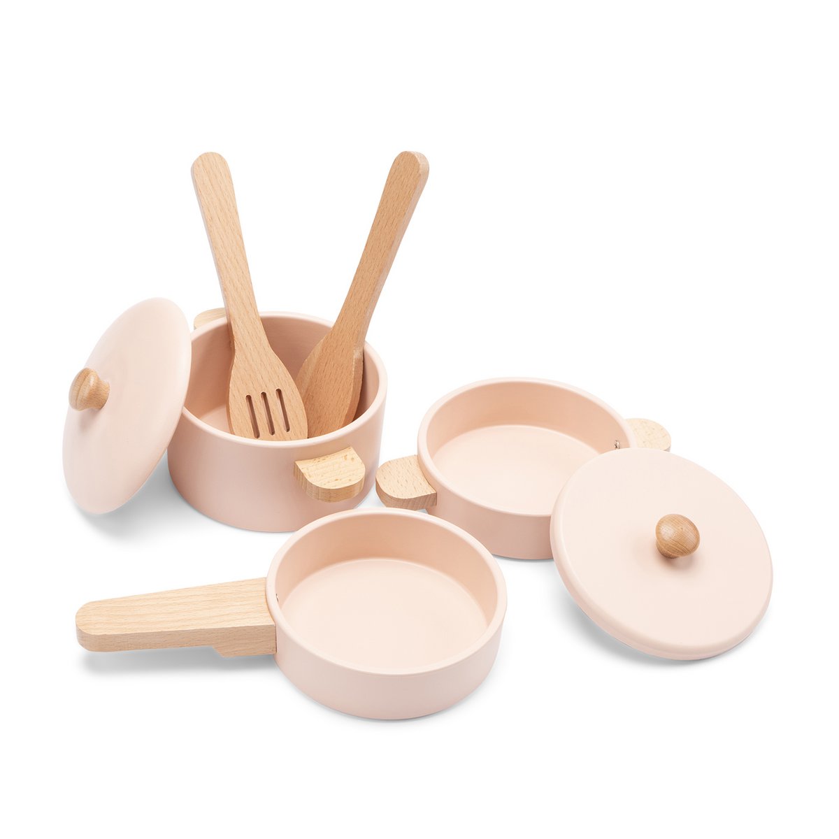 Wooden Pan Set Pink - 7-piece