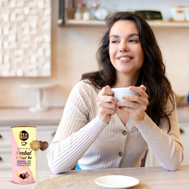 Kräuter- und Früchtetee am Stiel! Gourmet-Tee | 100 % natürlich | Löst sich vollständig in Wasser auf