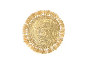 Set of 4 Moroccan Round Placemats, placemats, Palm Leaves, Raffia, 30cm, ethnic and artisanal