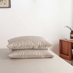 Beige bamboe Kussenslopen Premium - 400TC Tanboocel – Set van 2 - Soft Taupe
