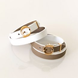 Bracciale in pelle DUO TWIST Beige - Bianco