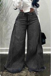 Jean ample à jambes larges, pantalon à cloche et à pompon