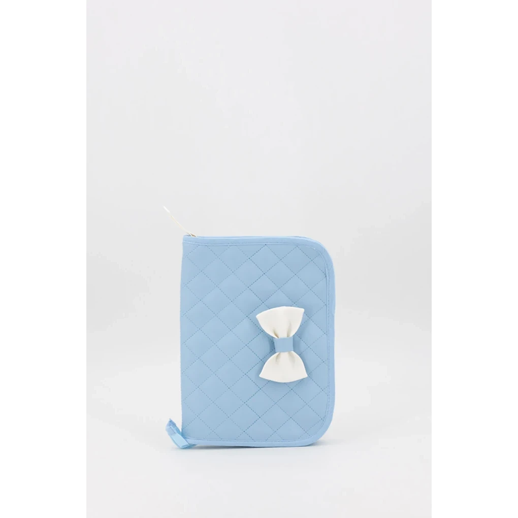 Porte-documents matelassé pour bébé avec nœud, gris