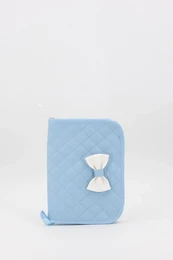 Porte-documents matelassé pour bébé avec nœud, gris