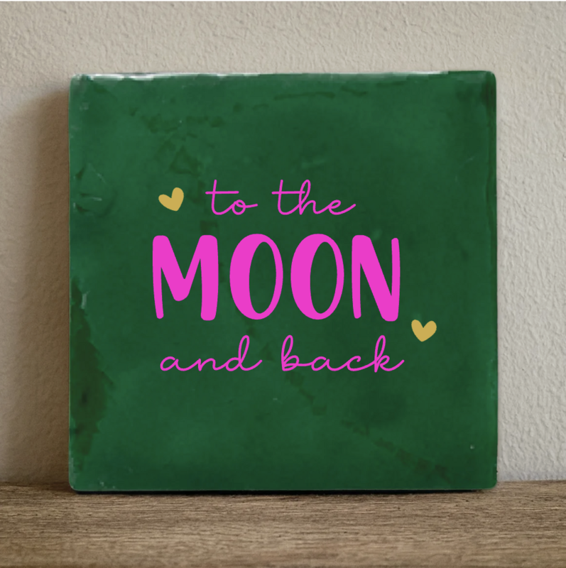 Tegeltje love you to the moon - 10x10 cm