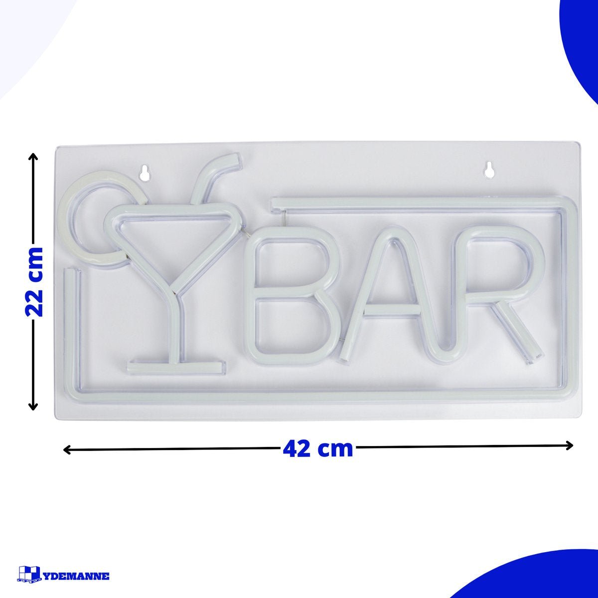 Lámpara Neón - BAR Blanco / Rosa - Incl. Ganchos para colgar - Letrero de neón - 22 x 42 cm