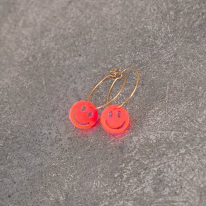 Oorbellen Hoops Lume Charms | Smile Neon Pink