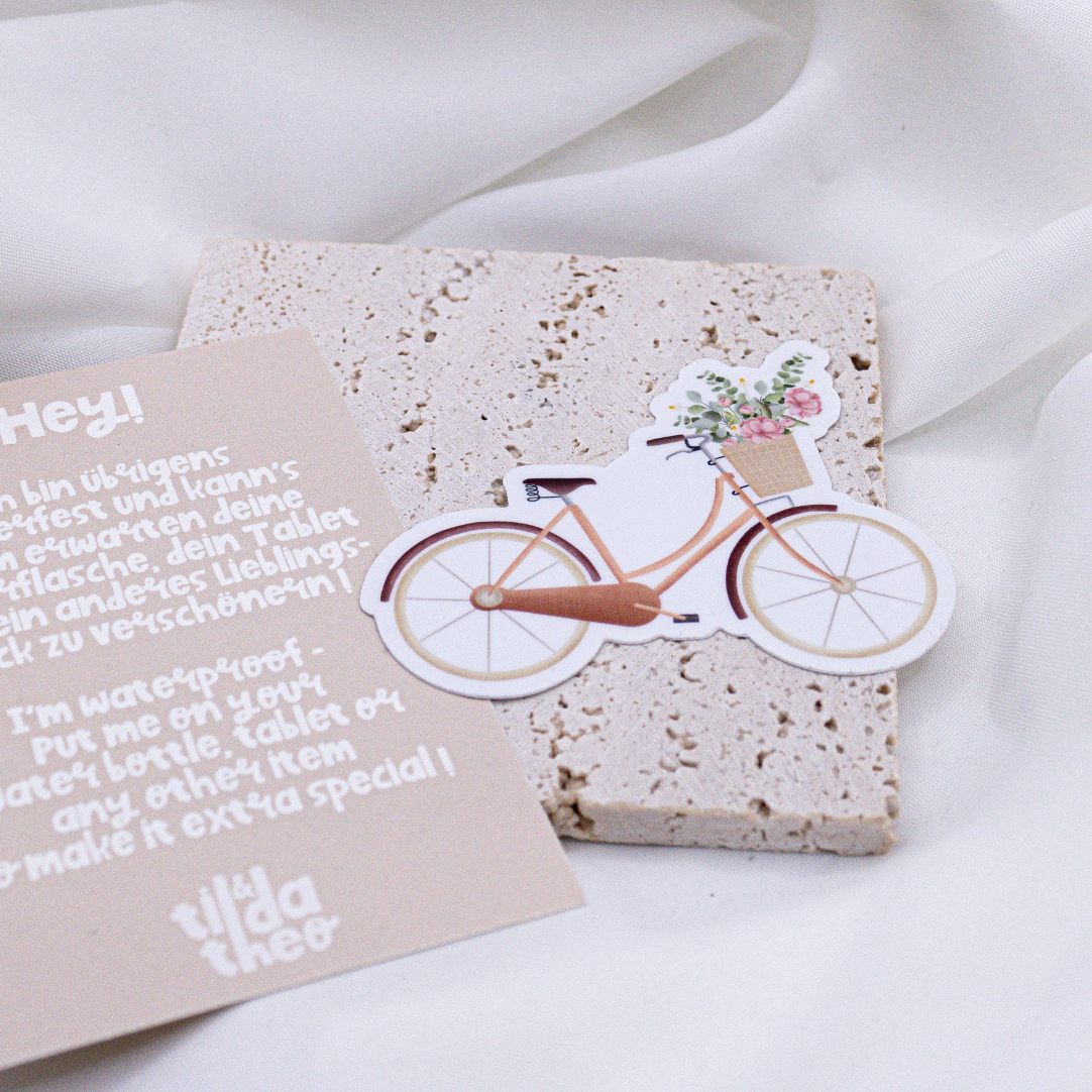Sticker Bike Flowers Vinyl - Sticker Spring Bloemmand Kus Cut