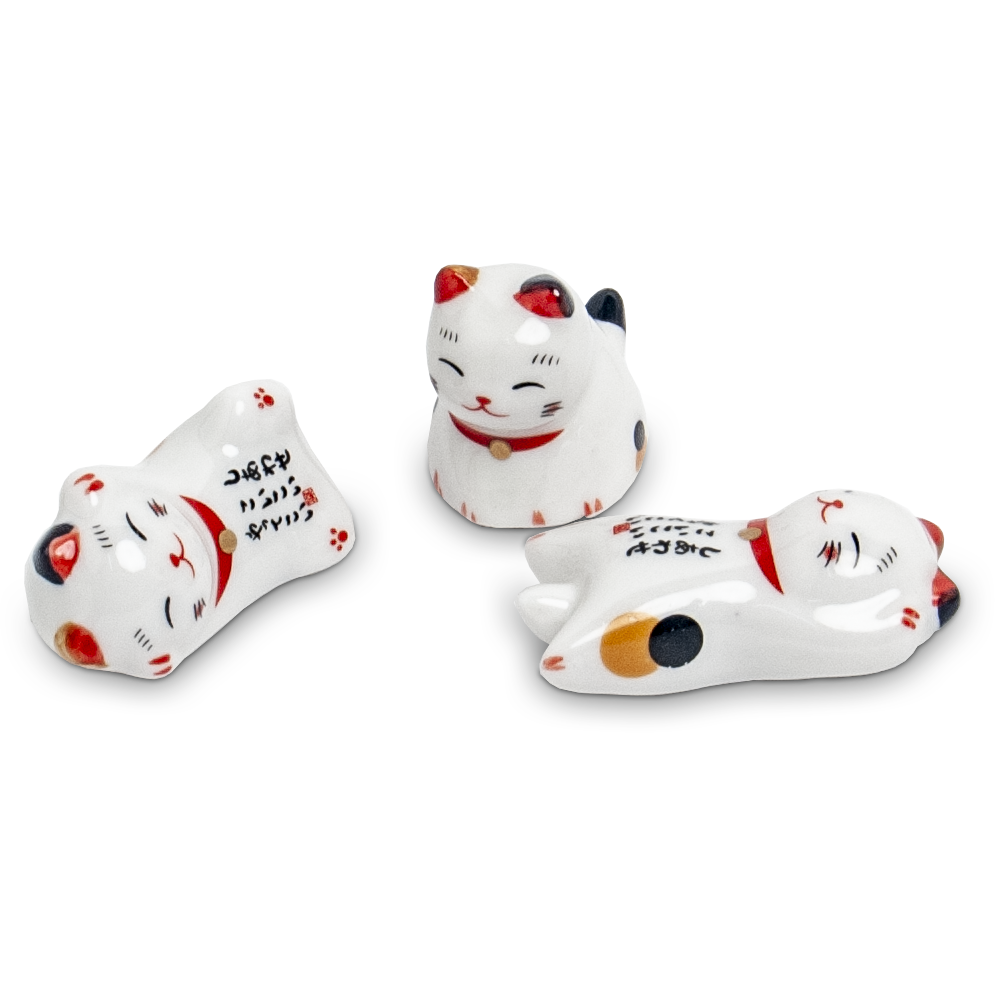Edo Chopstick stones, Cat, 5cm, porcelain, mix van 3 designs