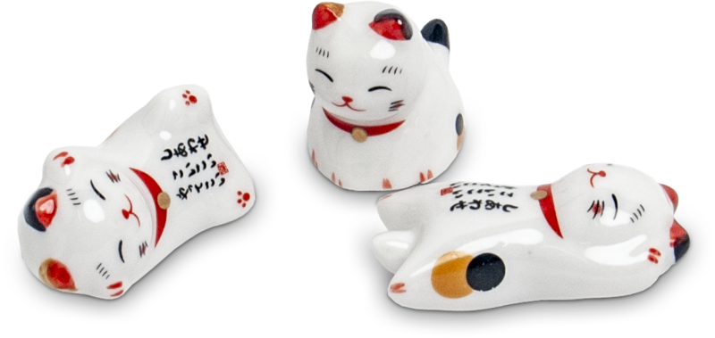 Edo Chopstick stones, Cat, 5cm, porcelain, mix van 3 designs
