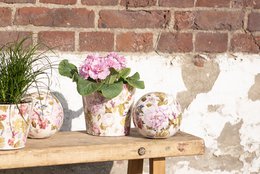 Flowerpot Ø 14x13 cm pink beige ceramic flower flowerpot inside