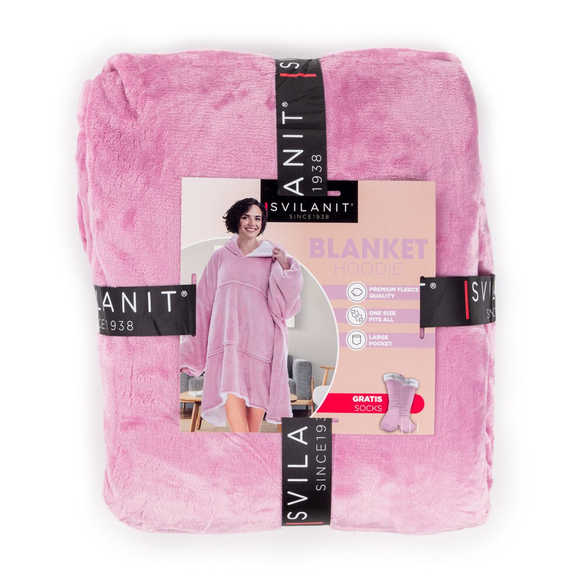 Vitapur - Hoodie blanket + socks - Pink
