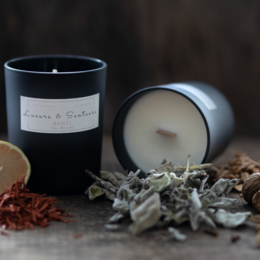 Candela Woody con stoppino in cotone ad acqua