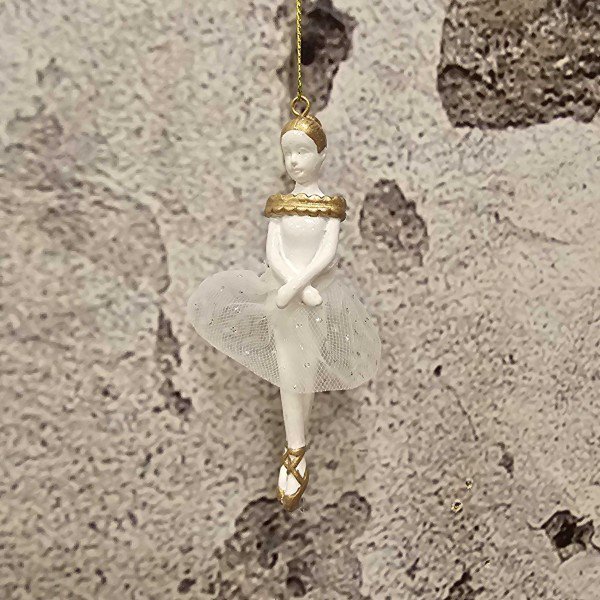 Mato ballerina hanger wit/goud 10cm (17306)