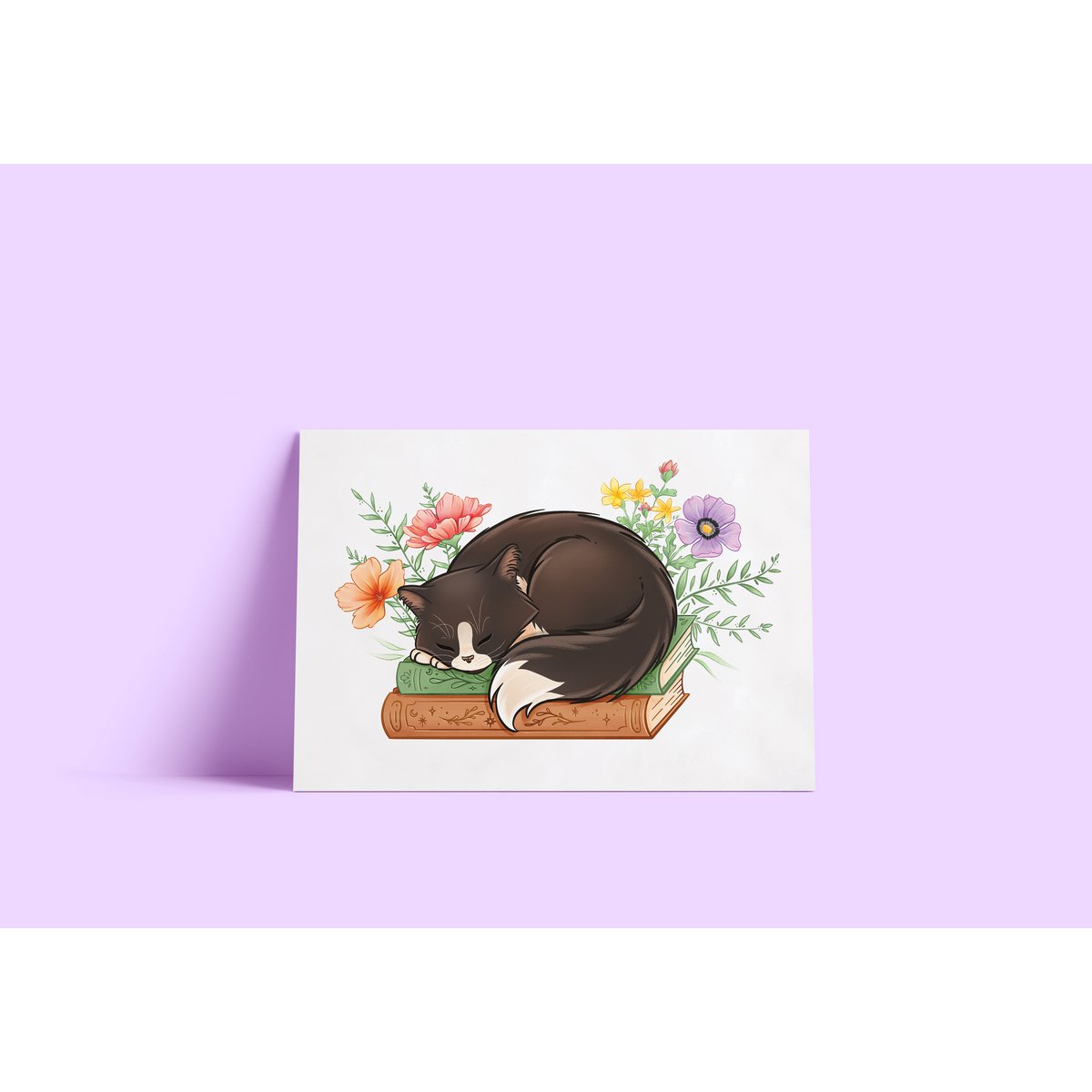 Kat op boeken Art Print | Art Print voor katten- en boekenliefhebbers